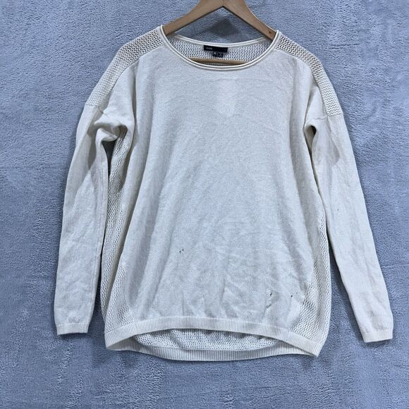 Vince Sweater 100% Cashmere Women's XS Pullover (HAS HOLES) Eyelet‎ Ivory - Picture 1 of 15